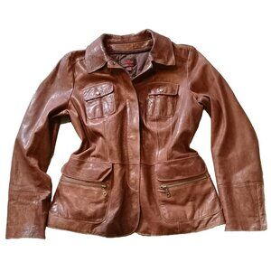 VTG Danier Genuine Italian Leather Brown Womens Large Jacket Removable Lining